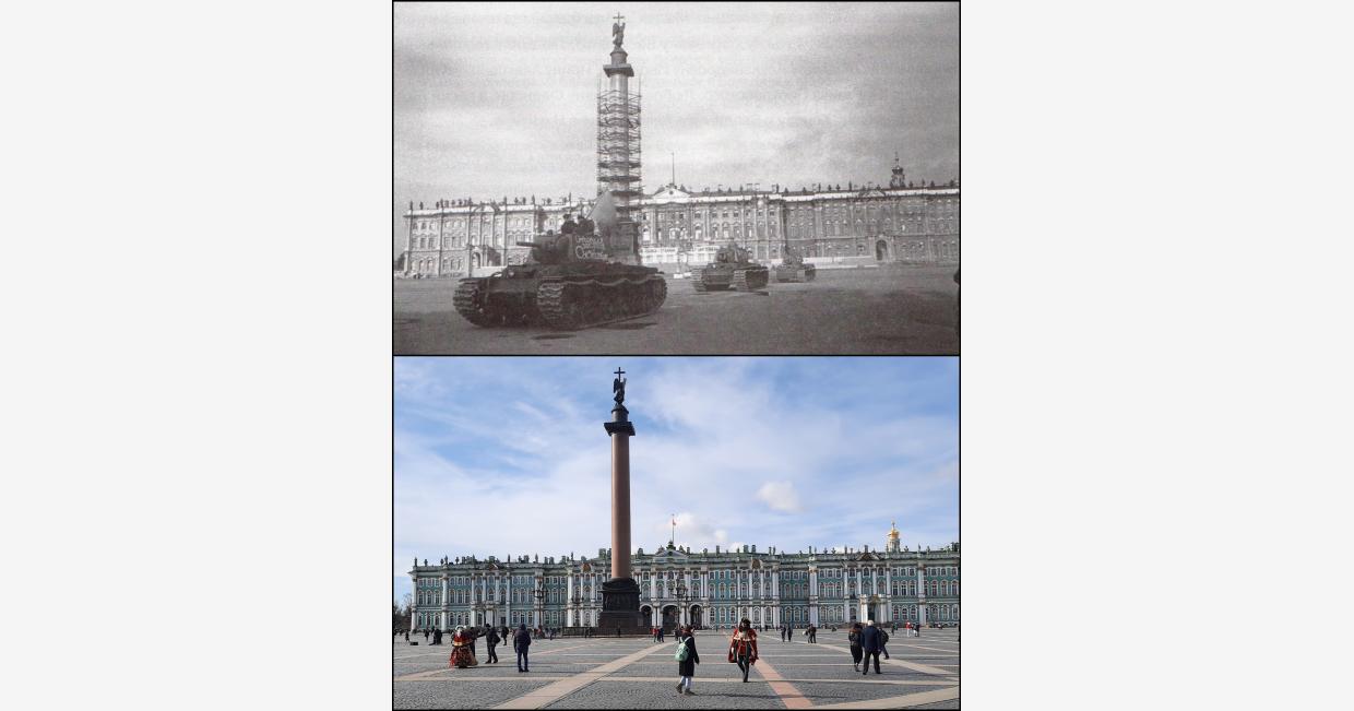 Palace square KV-1 tanks Winter Palace Alexander column