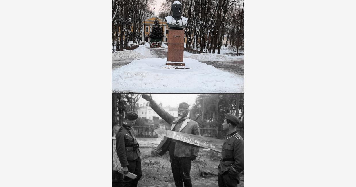 lenin monument german soldiers gatchina krasnogvardeisk