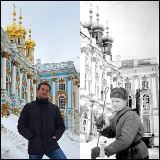 советский сапёр у дворцовой церкви